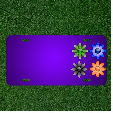 Custom Personalized License Plate With Add Names To Flowers Glossy Glow