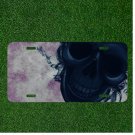 Custom Personalized License Plate Auto Tag With Black Skull With Purple