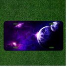 Custom Personalized License Plate Auto Tag With Purple Space Planets Design