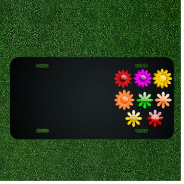 Custom Personalized License Plate With Add Names To Daisies Flowers Gloss