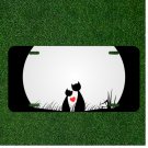 Custom Personalized Auto Tag With Two Cats By Full Moon With Heart Design