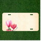 Custom Personalized License Plate Auto Tag With Two Flowers Add Names