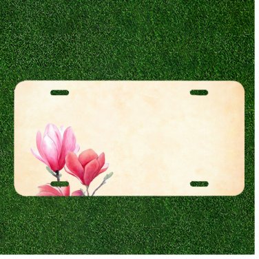 Custom Personalized License Plate Auto Tag With Two Flowers Add Names