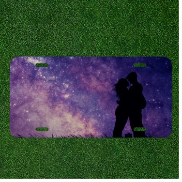 Custom Personalized License Plate Auto Tag With Couple Kissing By Purple Sky