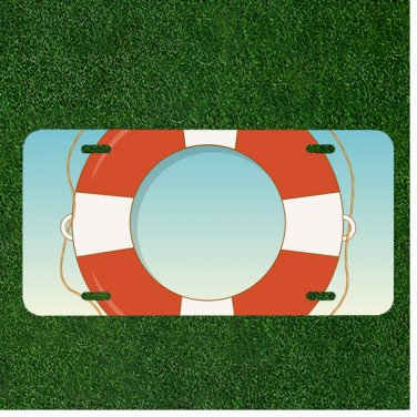 Custom Personalized License Plate Auto Tag With Life Guard Tube Design Art