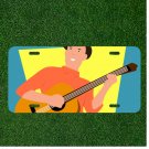Custom Personalized License Plate Auto Tag With Guy Playing Guitar Design