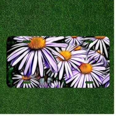 Custom Personalized License Plate Auto Tag With Stunning White Sunflower Design