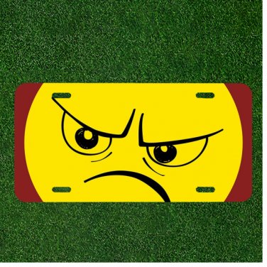 Custom Personalized License Plate Auto Tag With Angry Face Emoji Design