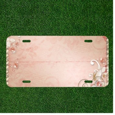 Custom Personalized License Plate Auto Tag With Fancy Pink Background Add Names