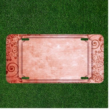 Custom Personalized License Plate Tag With Fancy Pink Background Art Add Names