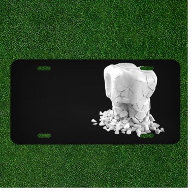 Custom Personalized License Plate Auto Tag With Tooth Falling Apart Add Names