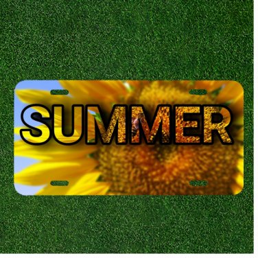 Custom Personalized License Plate Auto Tag With SUMMER Sunflower Design