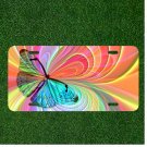 Custom Personalized License Plate Auto Tag With Stunning Color Swirl Butterfly