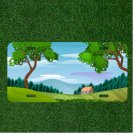 Custom Personalized License Plate Auto Tag With Cartoon Trees And House Design