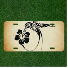 Custom Personalized License Plate Auto Tag With Bird Pecking At Flower Design