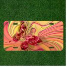 Custom Personalized License Plate Auto Tag With Stunning Pink Flower Rainbow Art