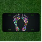 Custom Personalized License Plate Auto Tag With Colorful Feet Print Design Art