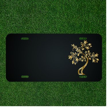 Custom Personalized License Plate With Add Names To Golden Flower Tree Design
