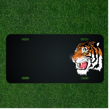 Custom Personalized License Plate With Add Names To Intense Tiger Animal Design