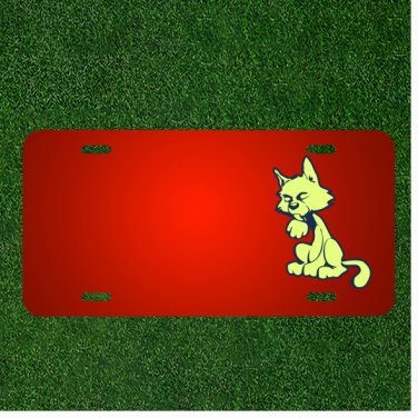 Custom Personalized License Plate With Add Names To Animal Cat Licking Paw