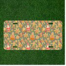 Custom Personalized Car License Plate With Pattern Seamless Gingerbread