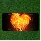 Custom Personalized License Plate Auto Tag With Amazing Flame Heart Design