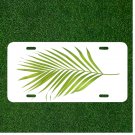 Custom Personalized Auto Tag With Cool Green Feather Like Plant Design