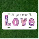 Love Word Art Design Text Word Custom Novelty License Plate Car Tag