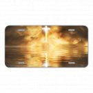 Custom Novelty License Plate With Stunning Glowing Cross View On Water Add Names