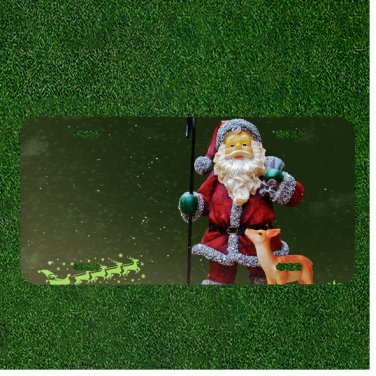 Custom Personalized License Plate Auto Tag With Santa Claus And Rain Deer