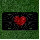 Custom Personalized License Plate Car Tag With Heart Black Background Hearts