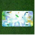 Custom Personalized License Plate Auto Tag With Flying Colorful Insects Design