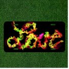 Custom Personalized License Plate Auto Tag With LOVE In Colorful Flames Design