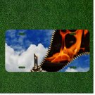 Custom Personalized License Plate Auto Tag With Sky And Flame Zipper Design