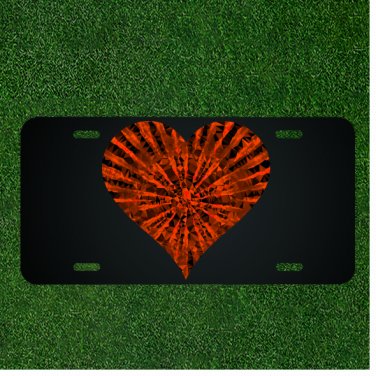 Custom Personalized License Plate Auto Tag With Orange Zebra Like Heart Design