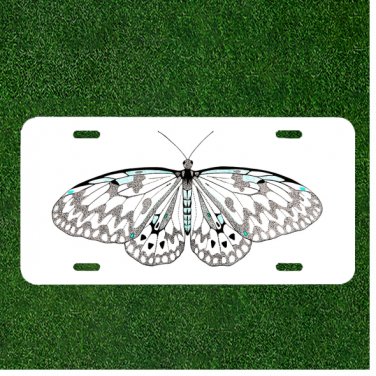 Custom Personalized License Plate Tag With Amazing Butterfly In White Design