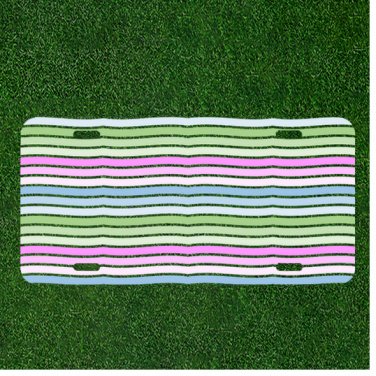 Pastel Wavy Lines Decorative Design Custom Novelty License Plate Car Tag
