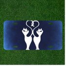 Custom Personalized License Plate Auto Tag With Two Cats And Tail Heart Design