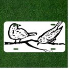 Custom Personalized License Plate Auto Tag With Two White Birds Design On Branch