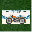 Creative License Plate Auto Tag With Wanderlust Motorcycle Design