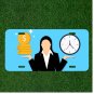 Custom Personalized License Plate Auto Tag With Time Is Money Cartoon Design