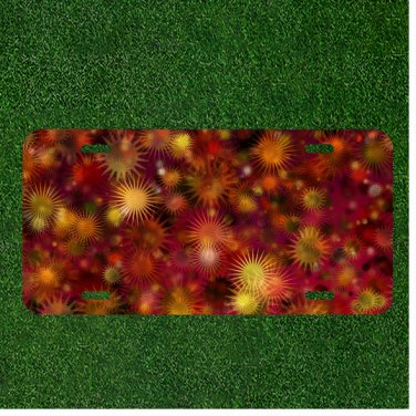 Custom Personalized License Plate Auto Tag With Cool Flower Sun Like Design