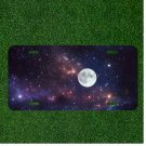 Custom Personalized License Plate Auto Tag With Amazing Moon In Space Design