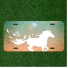 Custom Personalized License Plate Auto Tag With Fancy White Horse Design Art