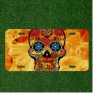 Custom Personalized License Plate Auto Tag With Stunning Flame Fire Skull Design