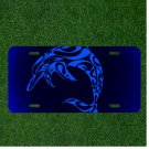 Custom Personalized License Plate Auto Tag With Fancy Blue Dolphin Design Art