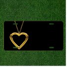 Custom Novelty License Plate Tag With Golden Heart Pendant Necklace Add Names