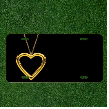 Custom Novelty License Plate Tag With Golden Heart Pendant Necklace Add Names