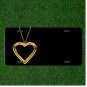 Custom Novelty License Plate Tag With Golden Heart Pendant Necklace Add Names