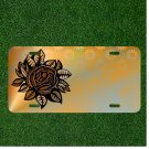 Custom Personalized License Plate Tag With FANCY Black Flower Design Add Names